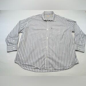 Levi's Men's White Button Down Shirt with Black Vertical Stripes Size Large